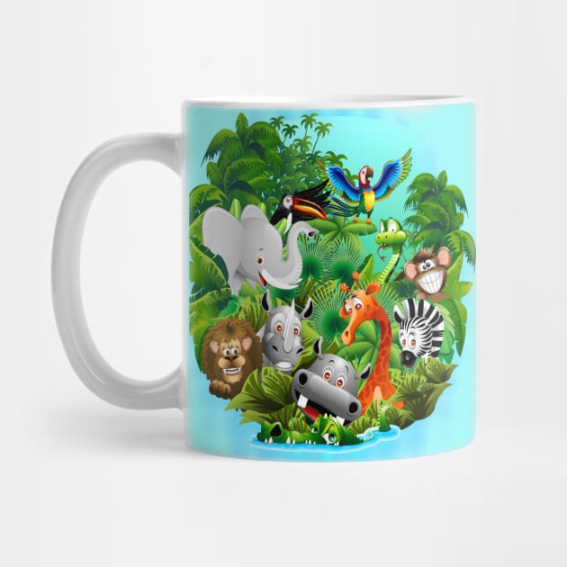 Wild Animals Cartoon on Jungle by BluedarkArt